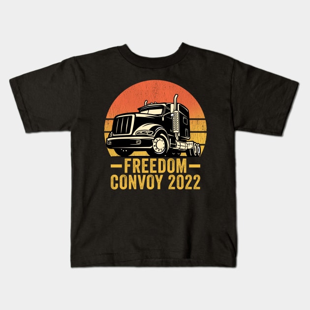 Support Freedom Convoy 2022 Canadian Truckers Kids T-Shirt by UniqueBoutiqueTheArt